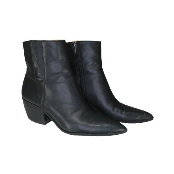 Franco Sarto Smalls Ankle Boots Size 10 Mid Western Black Faux Leather Booties - Picture 8 of 12